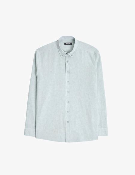 Su Yeşili Keten Karışımlı Regular Fit Uzun Kollu Gömlek - 50325356078