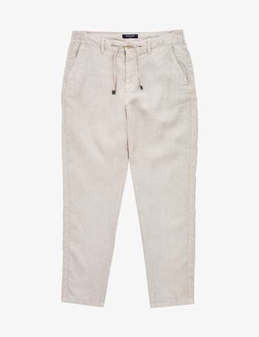 Bej Carrot Fit %100 Keten Kanvas Pantolon