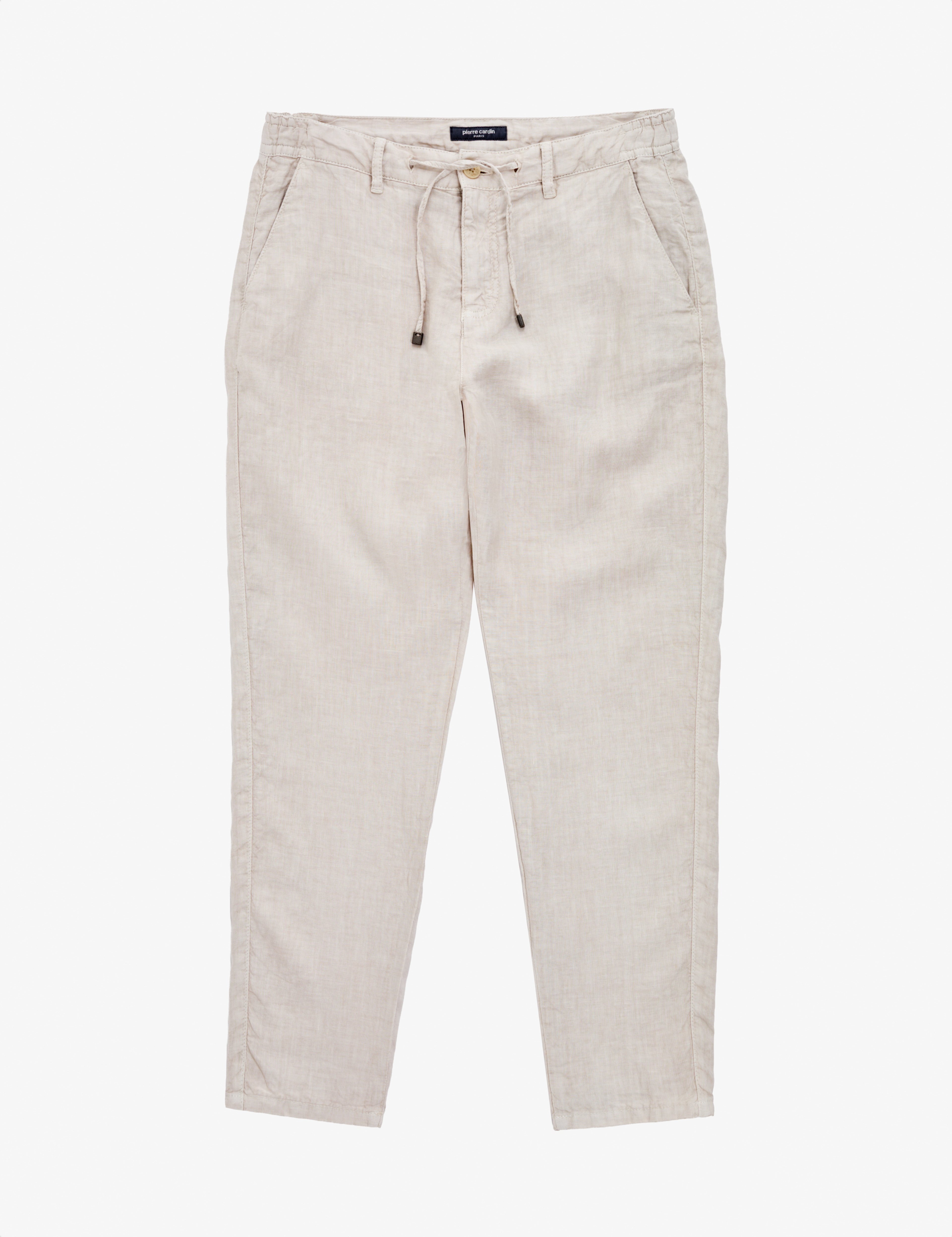 Bej Carrot Fit %100 Keten Kanvas Pantolon
