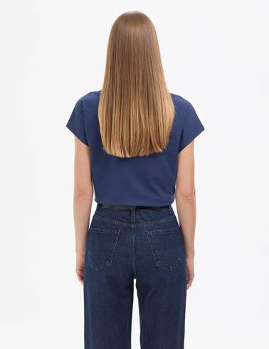 Lacivert Regular Fit V Yaka Basic Tişört