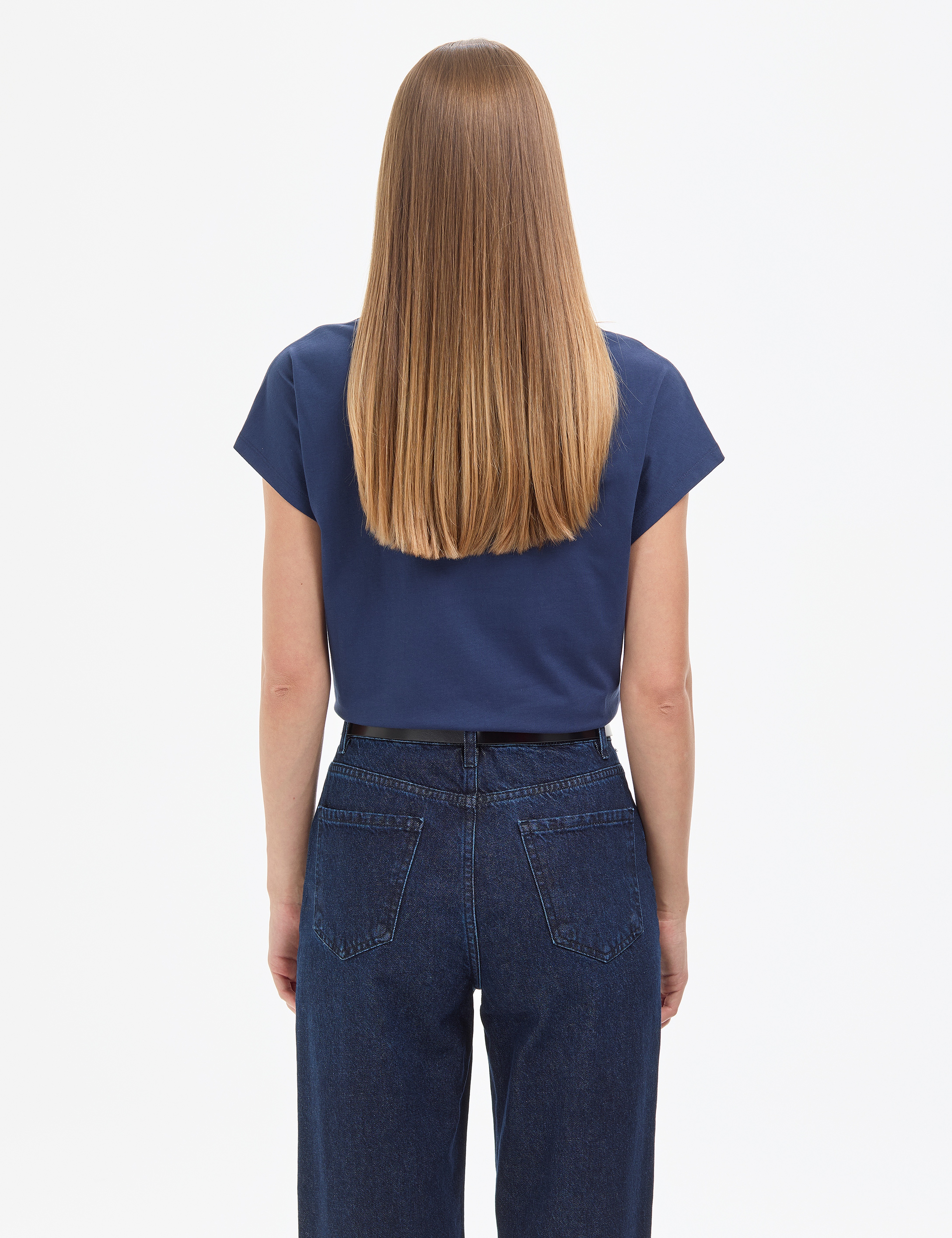 Lacivert Regular Fit V Yaka Basic Tişört