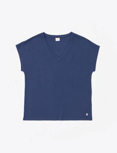 Lacivert Regular Fit V Yaka Basic Tişört