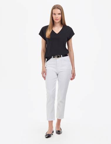 Siyah Regular Fit V Yaka Basic Tişört