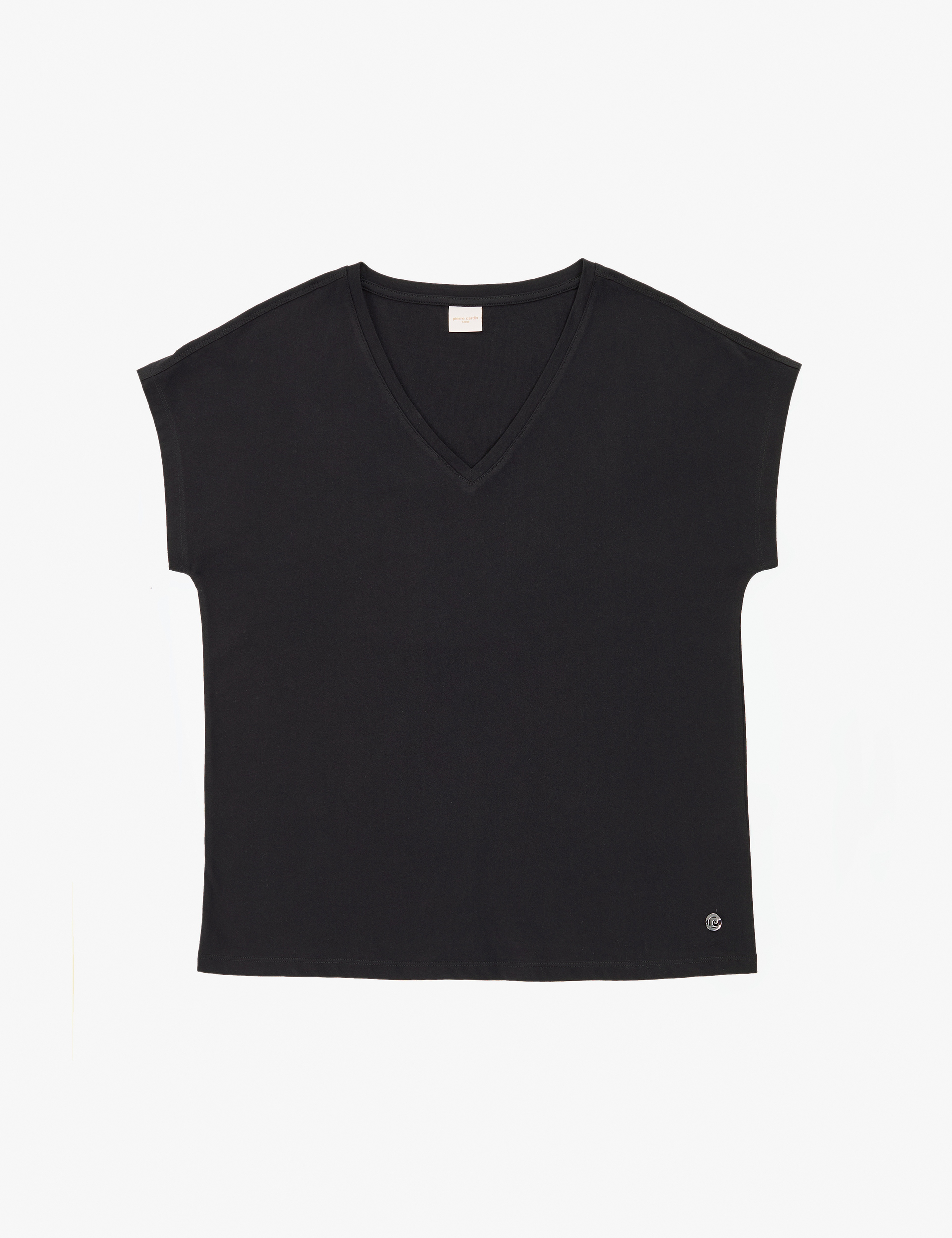 Siyah Regular Fit V Yaka Basic Tişört