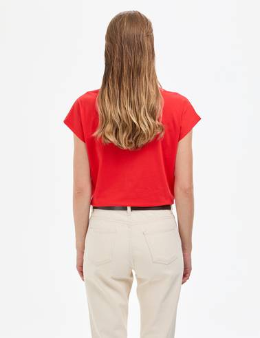 Kırmızı Regular Fit V Yaka Basic Tişört