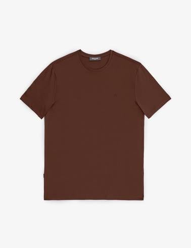 Koyu Kahverengi Regular Fit %100 Pamuk Bisiklet Yaka Basic Tişört