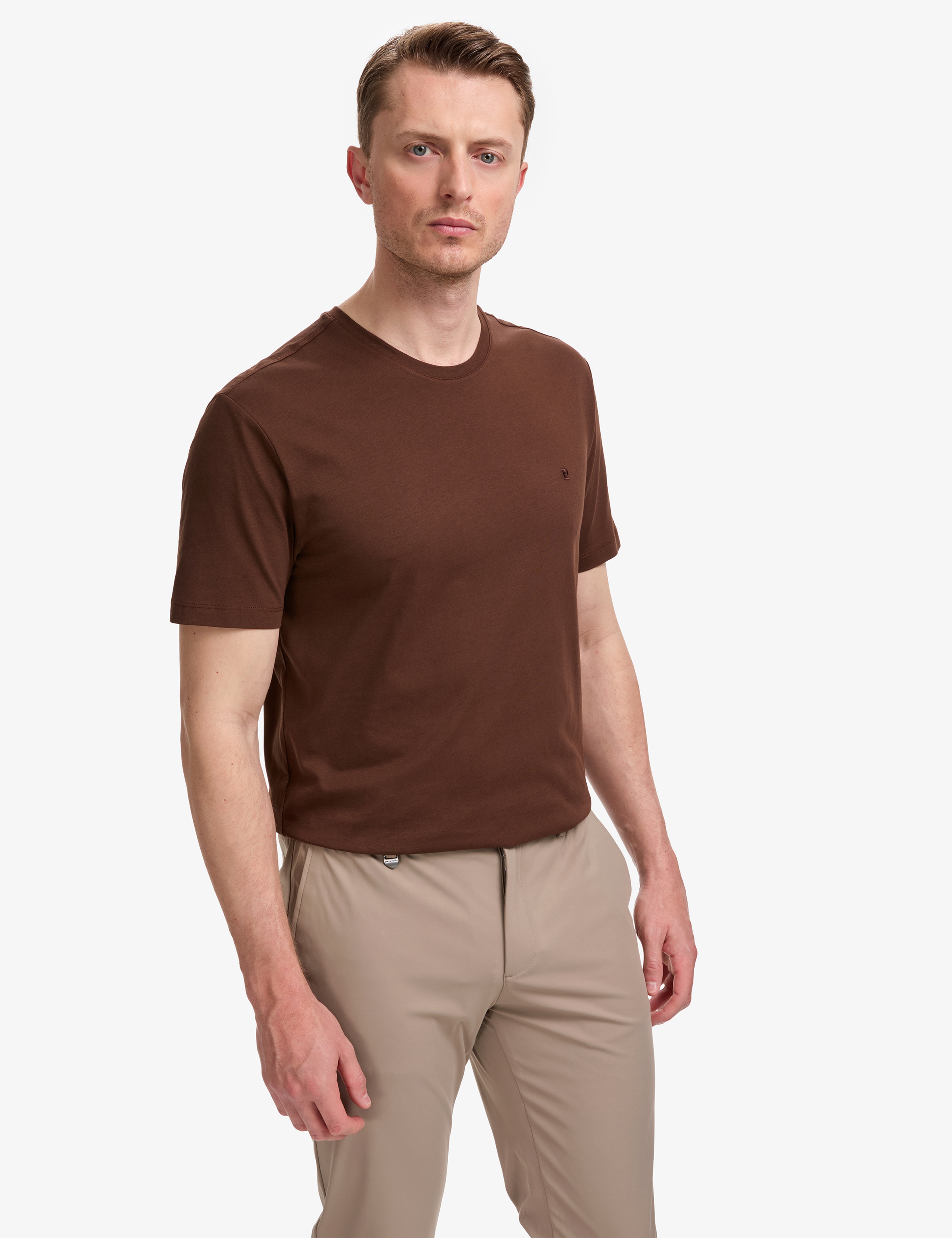 Koyu Kahverengi Regular Fit %100 Pamuk Bisiklet Yaka Basic Tişört