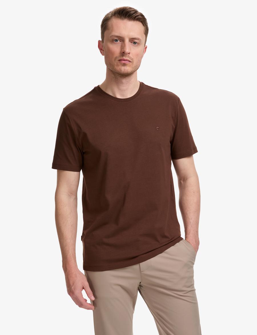 Koyu Kahverengi Regular Fit %100 Pamuk Bisiklet Yaka Basic Tişört