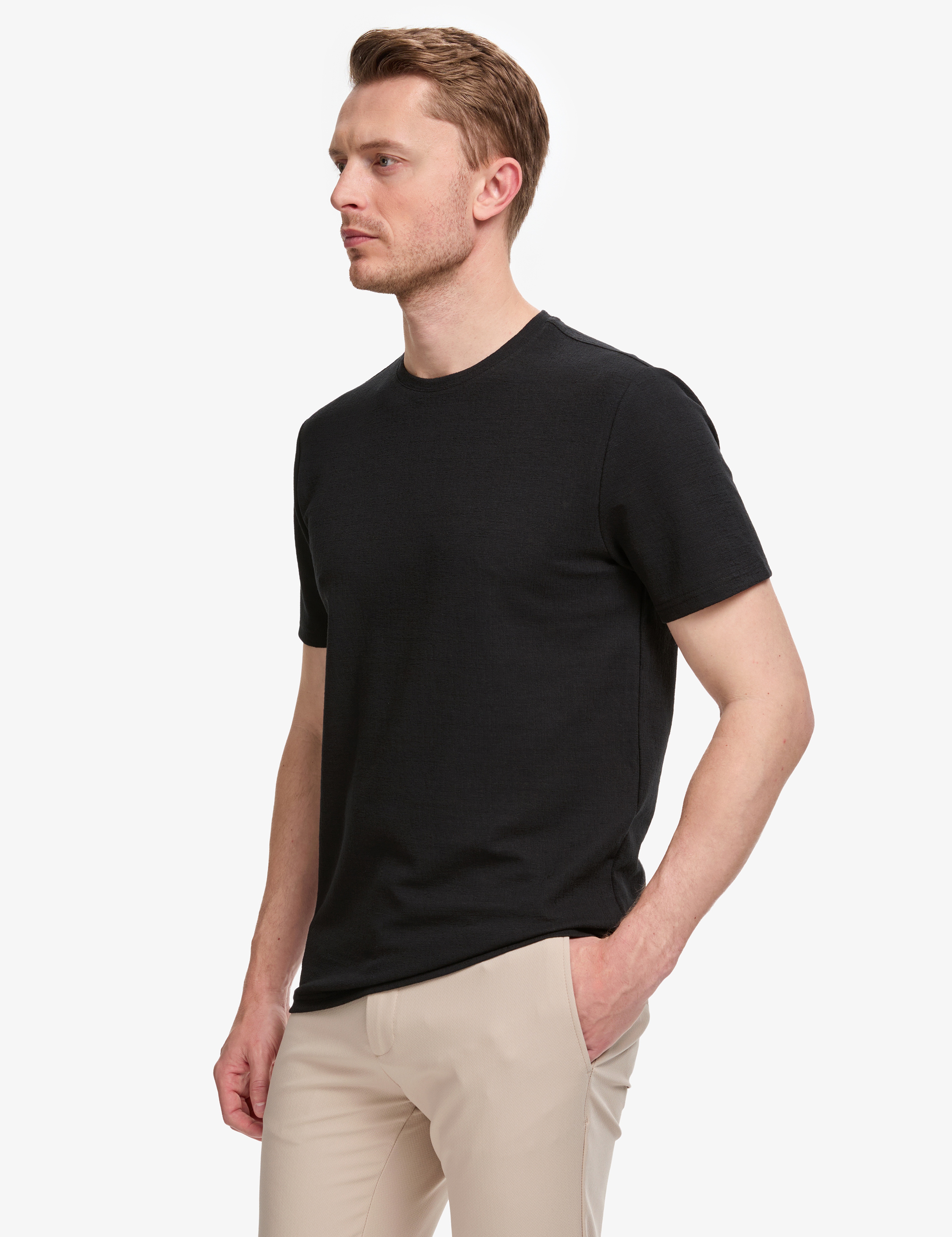 Siyah Regular Fit Bisiklet Yaka Tişört - Image 4