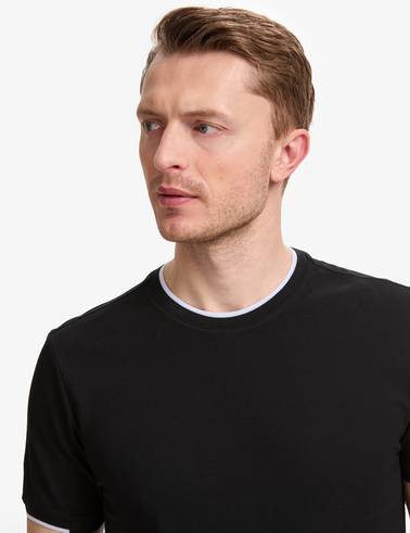Siyah Slim Fit %100 Pamuk Bisiklet Yaka Tişört