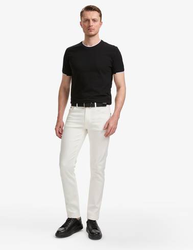 Siyah Slim Fit %100 Pamuk Bisiklet Yaka Tişört