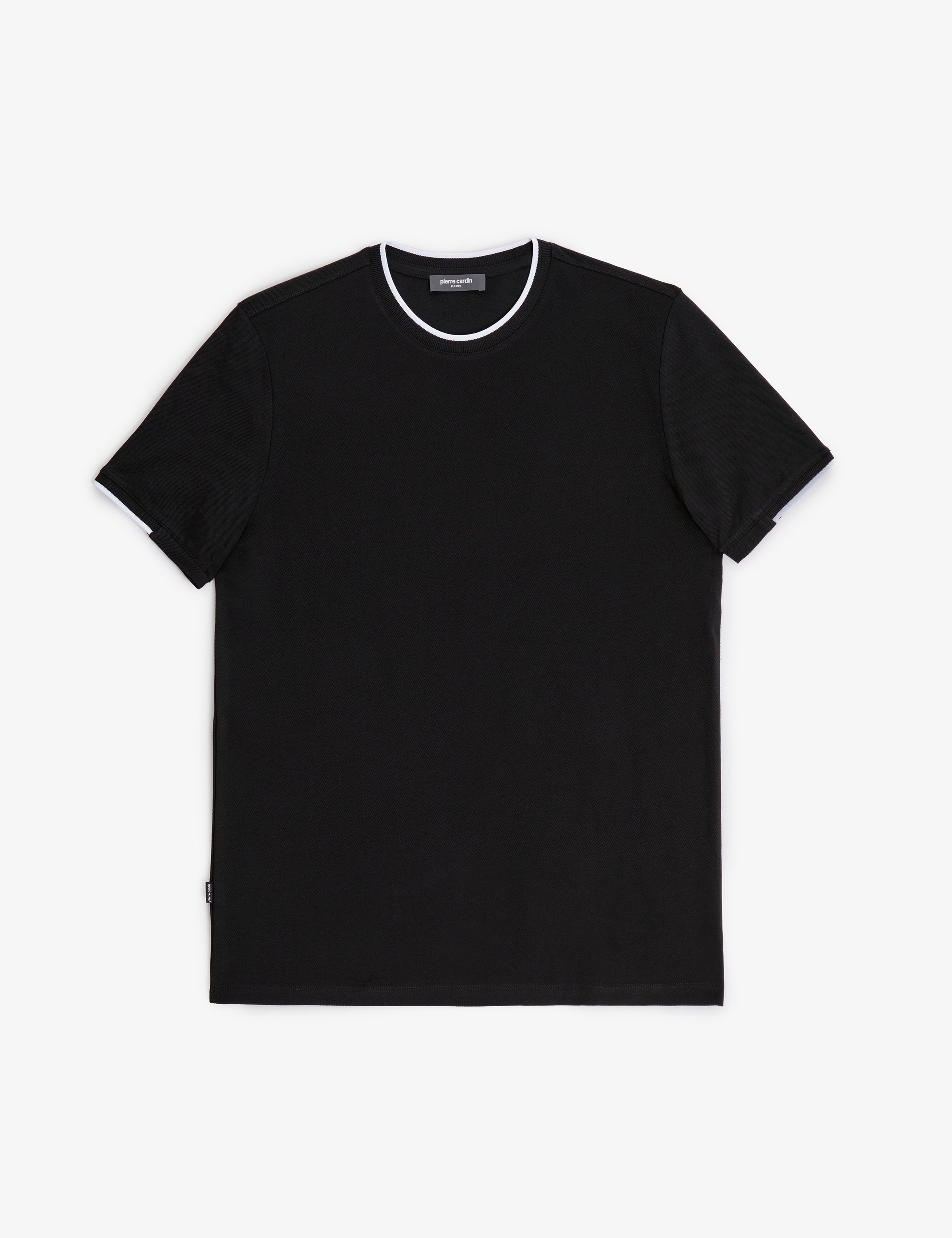 Siyah Slim Fit %100 Pamuk Bisiklet Yaka Tişört - Image 6