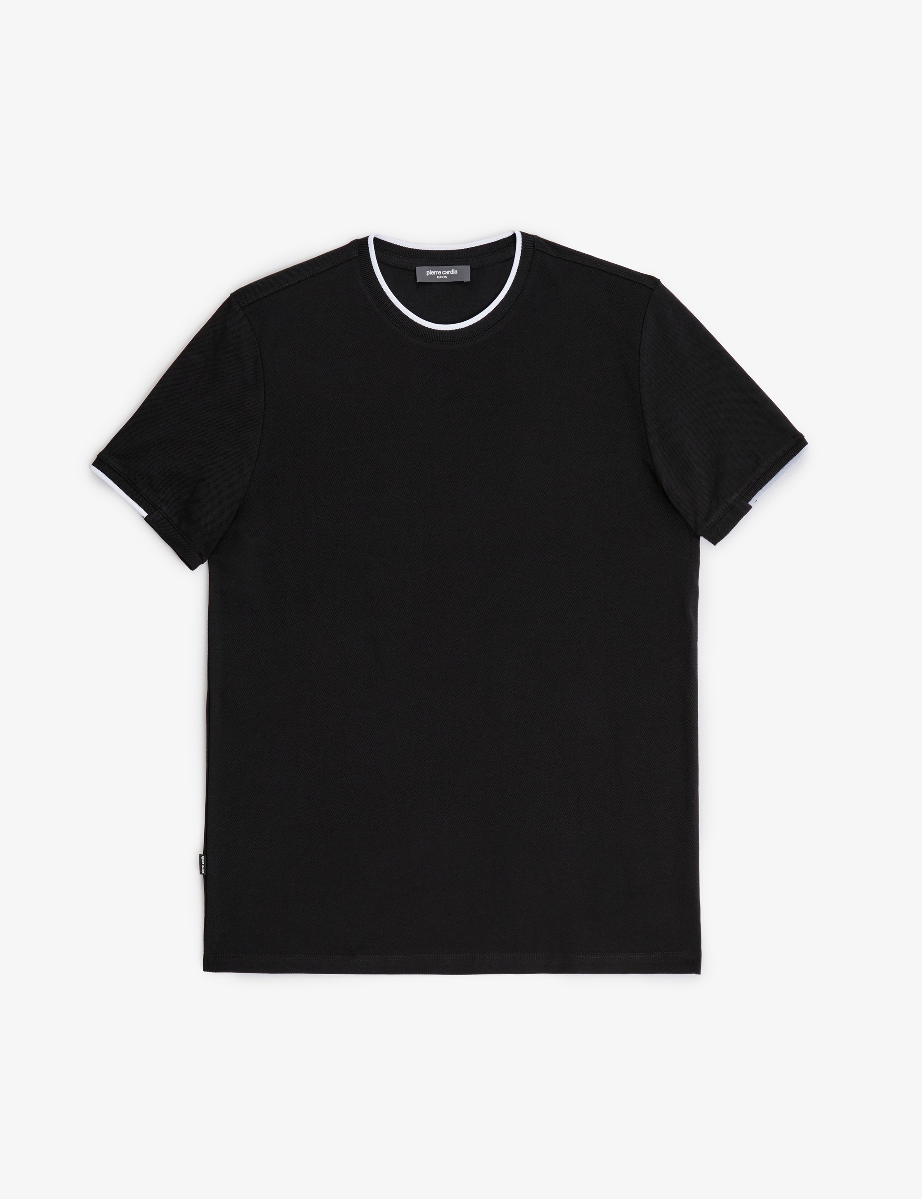 Siyah Slim Fit %100 Pamuk Bisiklet Yaka Tişört