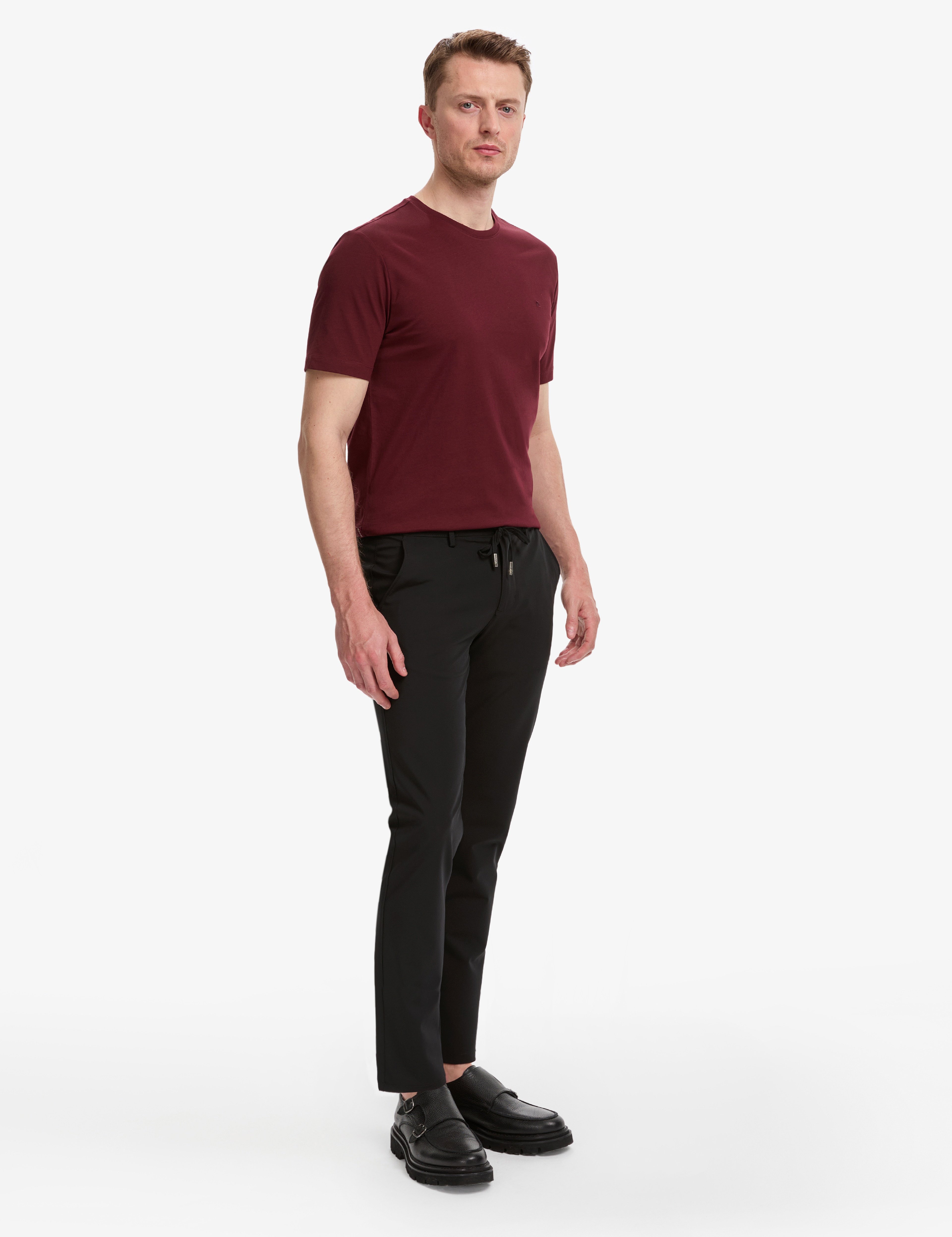 Siyah Slim Fit Esnek Jogger Kanvas Pantolon