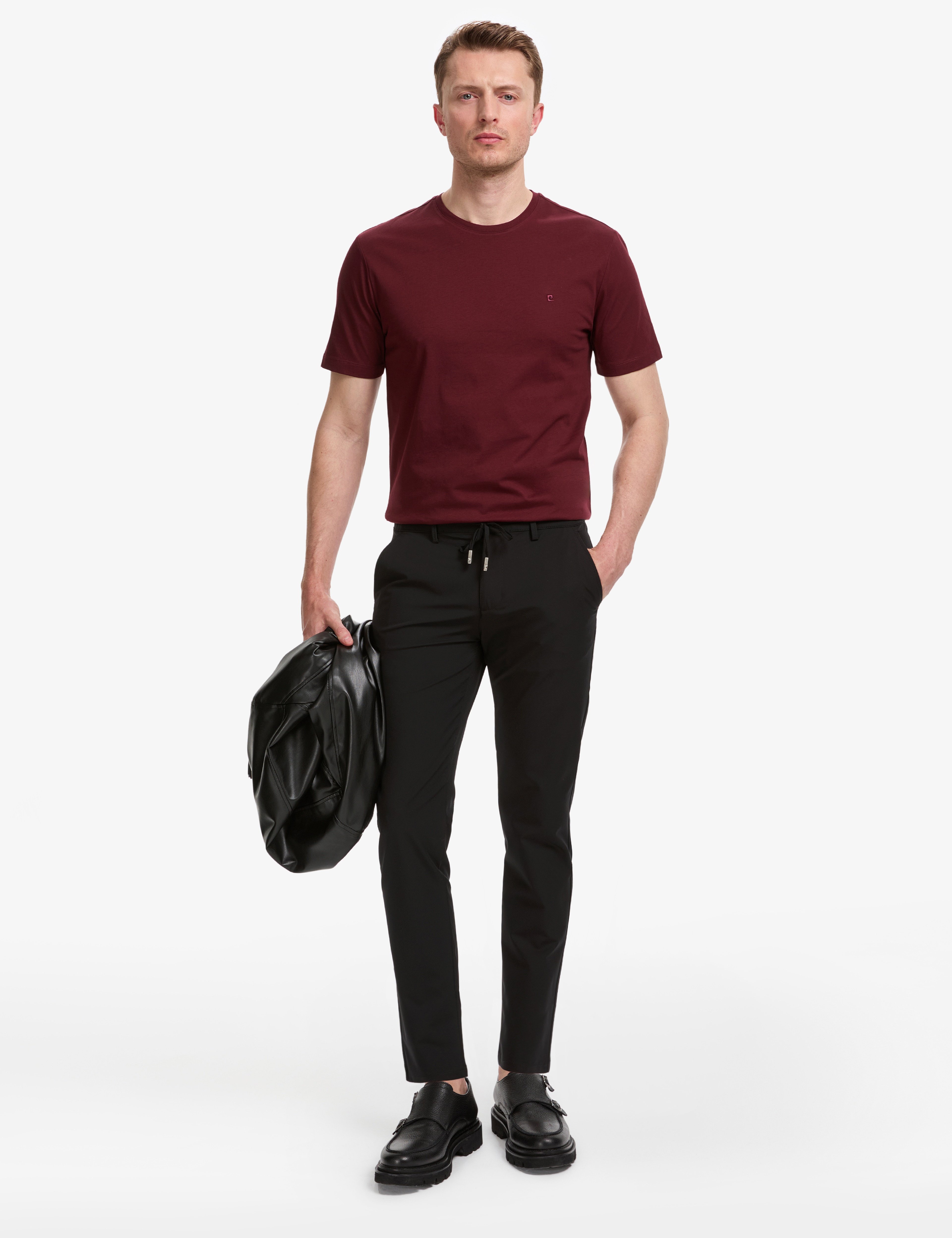 Siyah Slim Fit Esnek Jogger Kanvas Pantolon - Image 1