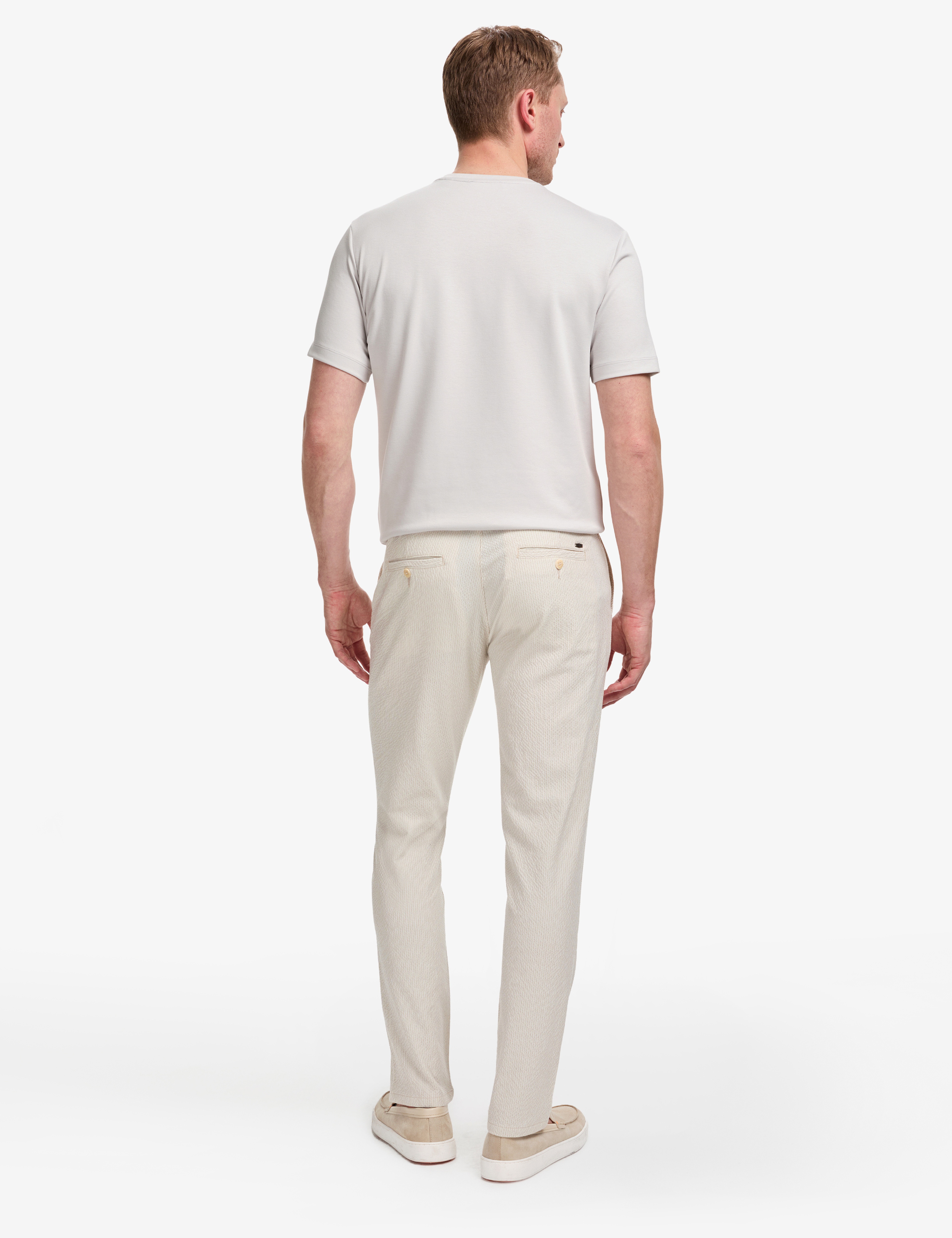 Bej Slim Fit Gofre Yazlık Kanvas Pantolon - Image 4