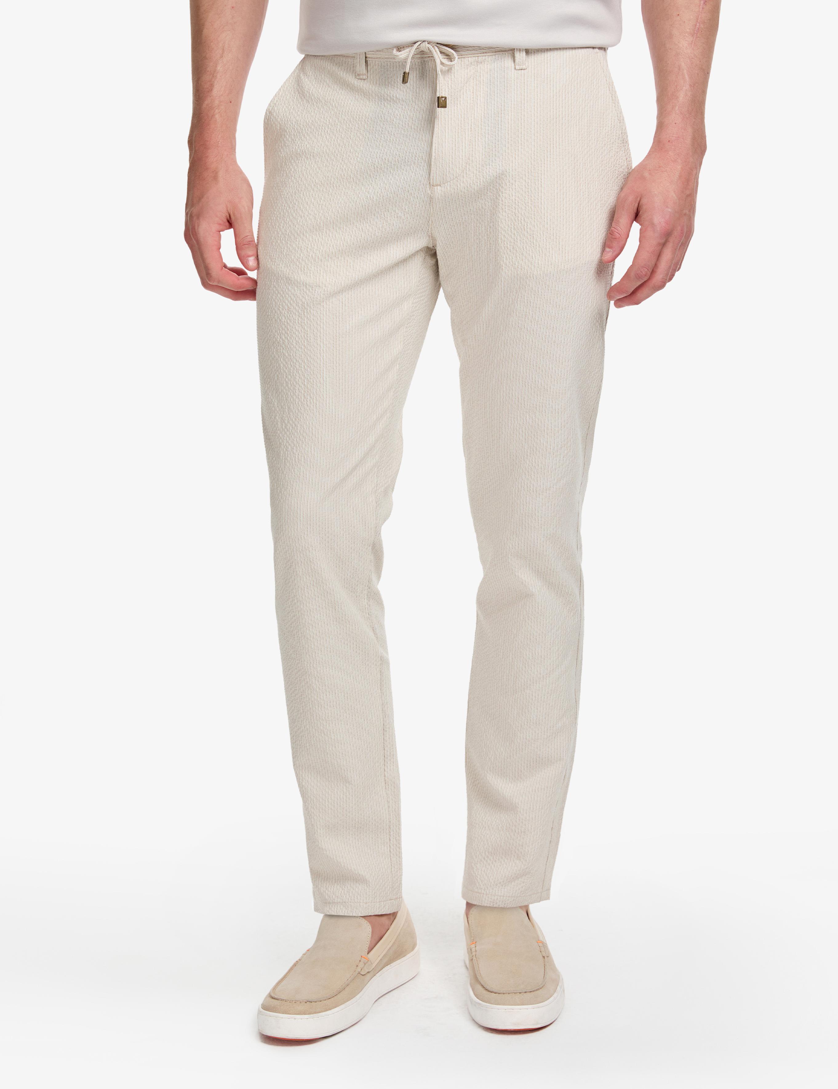 Bej Slim Fit Gofre Yazlık Kanvas Pantolon