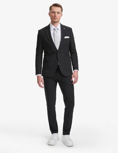 Lacivert Ex. Slim Fit Çizgili Takım Elbise