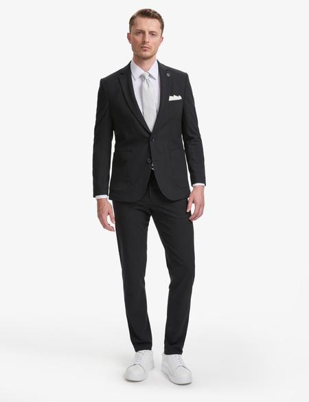 Lacivert Ex. Slim Fit Çizgili Takım Elbise - 50325229020