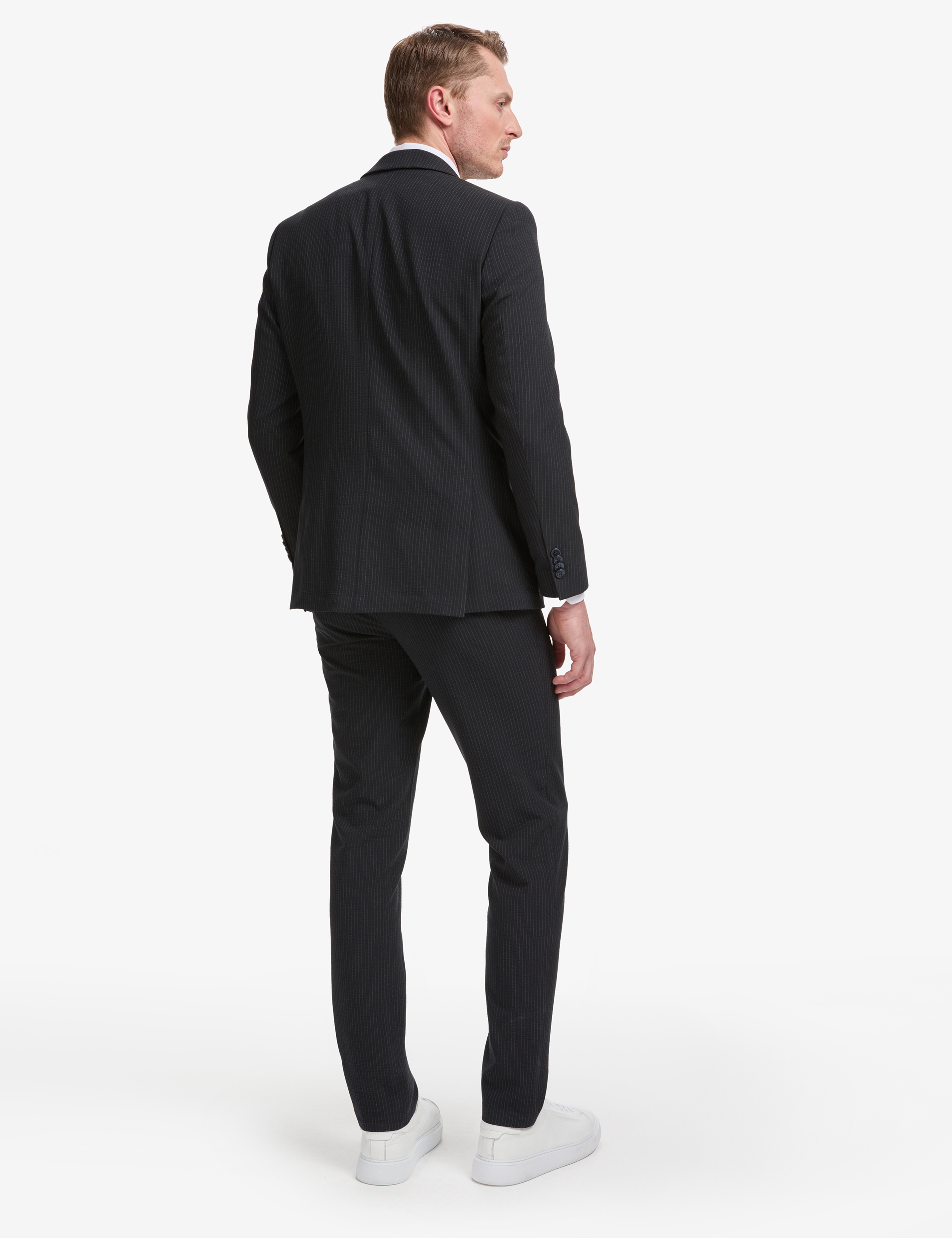 Lacivert Ex. Slim Fit Çizgili Takım Elbise - Image 5