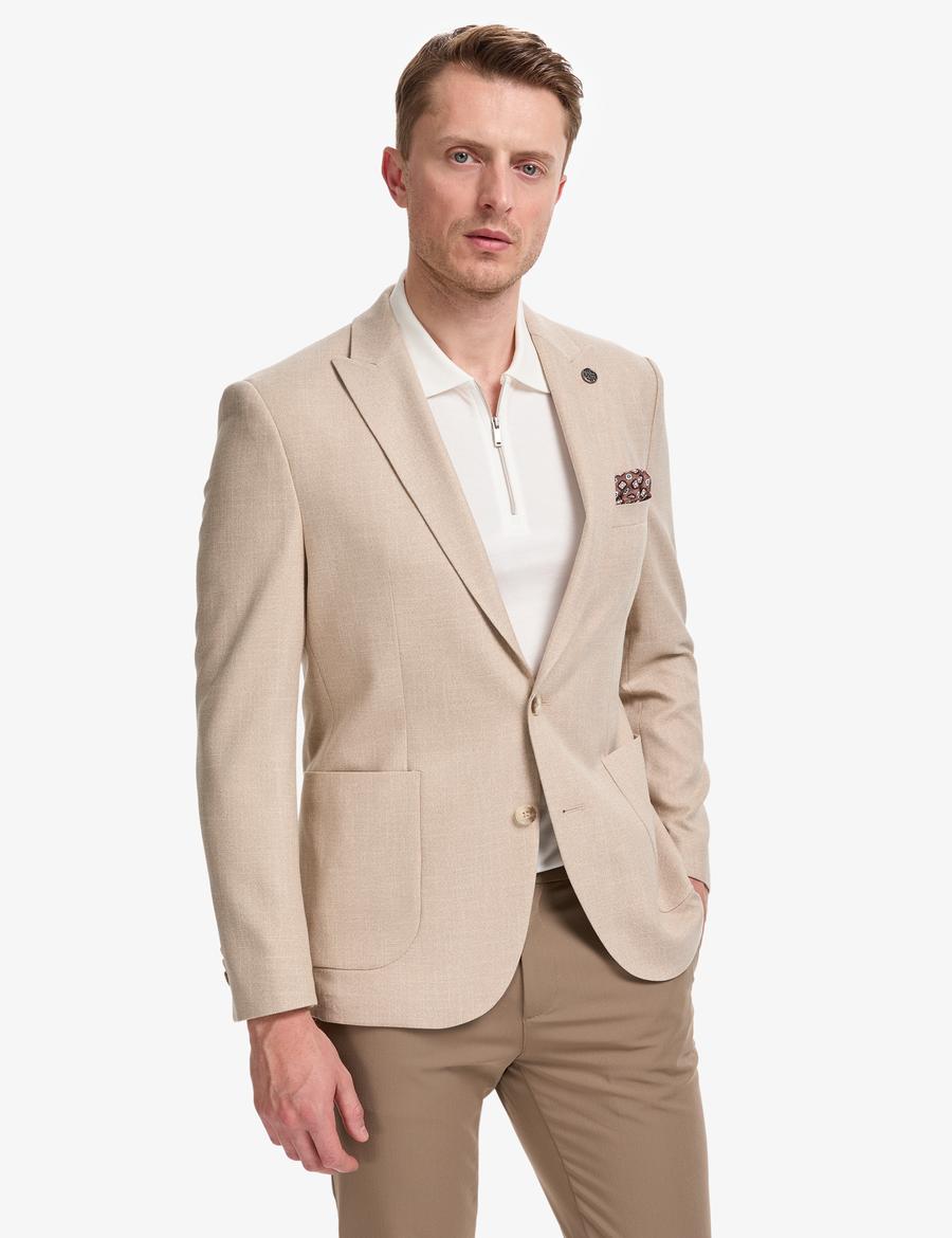 Açık Kahverengi Ex. Slim Fit %100 Pamuk Ceket