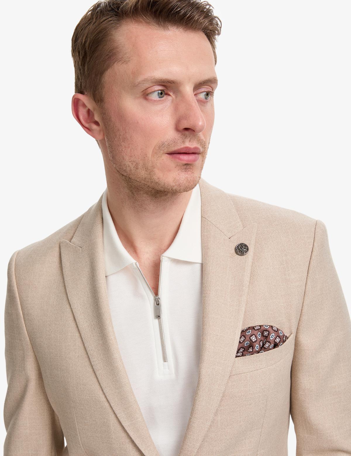 Açık Kahverengi Ex. Slim Fit %100 Pamuk Ceket - 50319595101