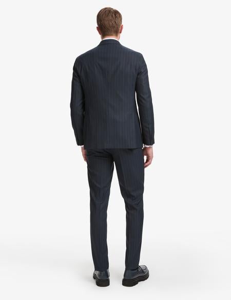 Lacivert Ex. Slim Fit Çizgili Kruvaze Takım Elbise - 50319630020