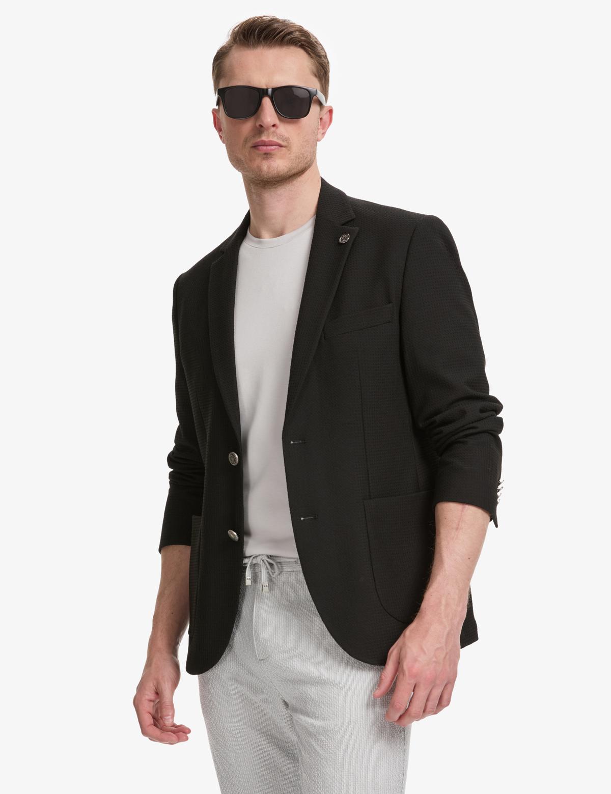 Siyah Slim Fit Ceket - 50324266086