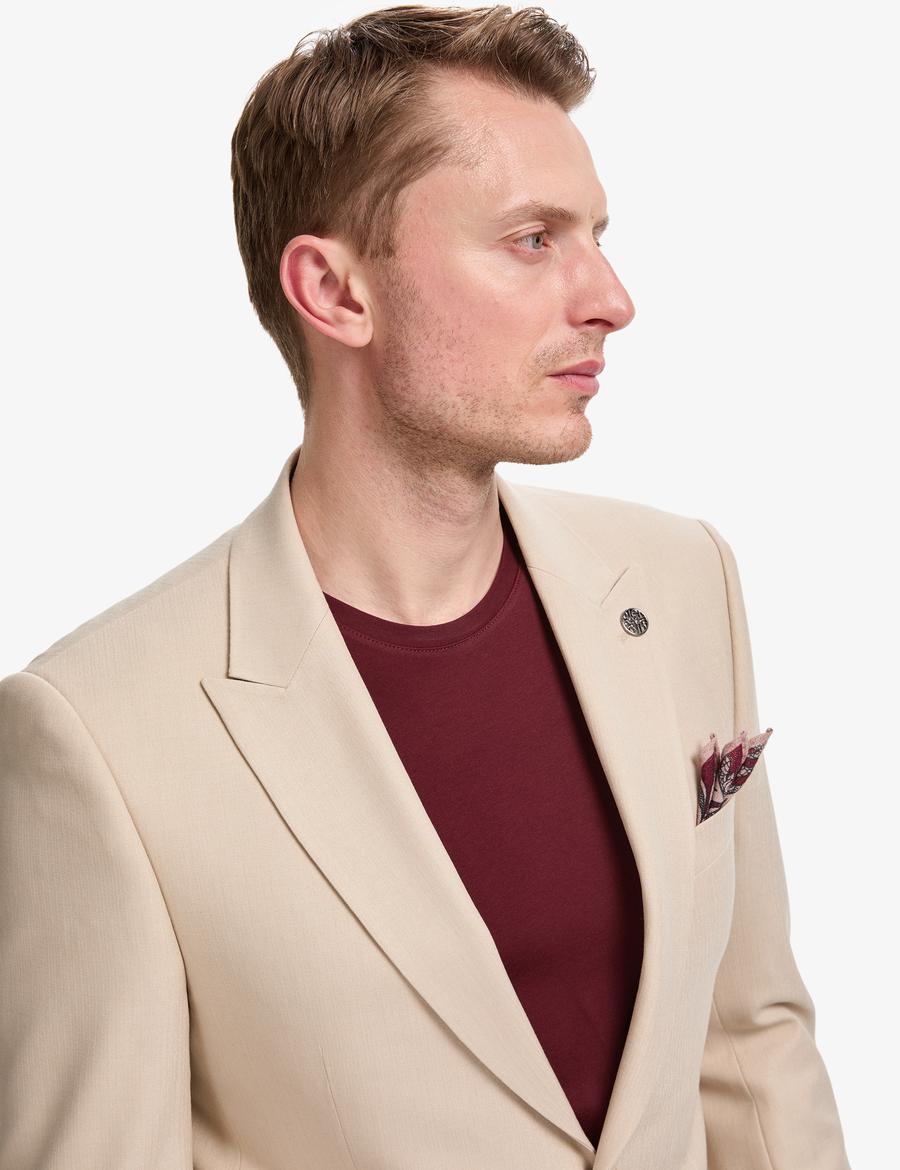 Bej Slim Fit Takım Elbise