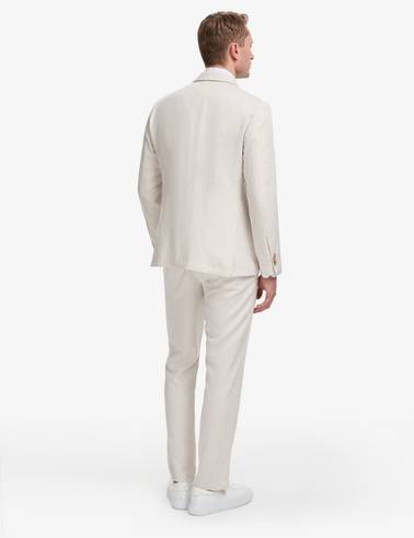 Bej Slim Fit Keten Karışımlı Takım Elbise
