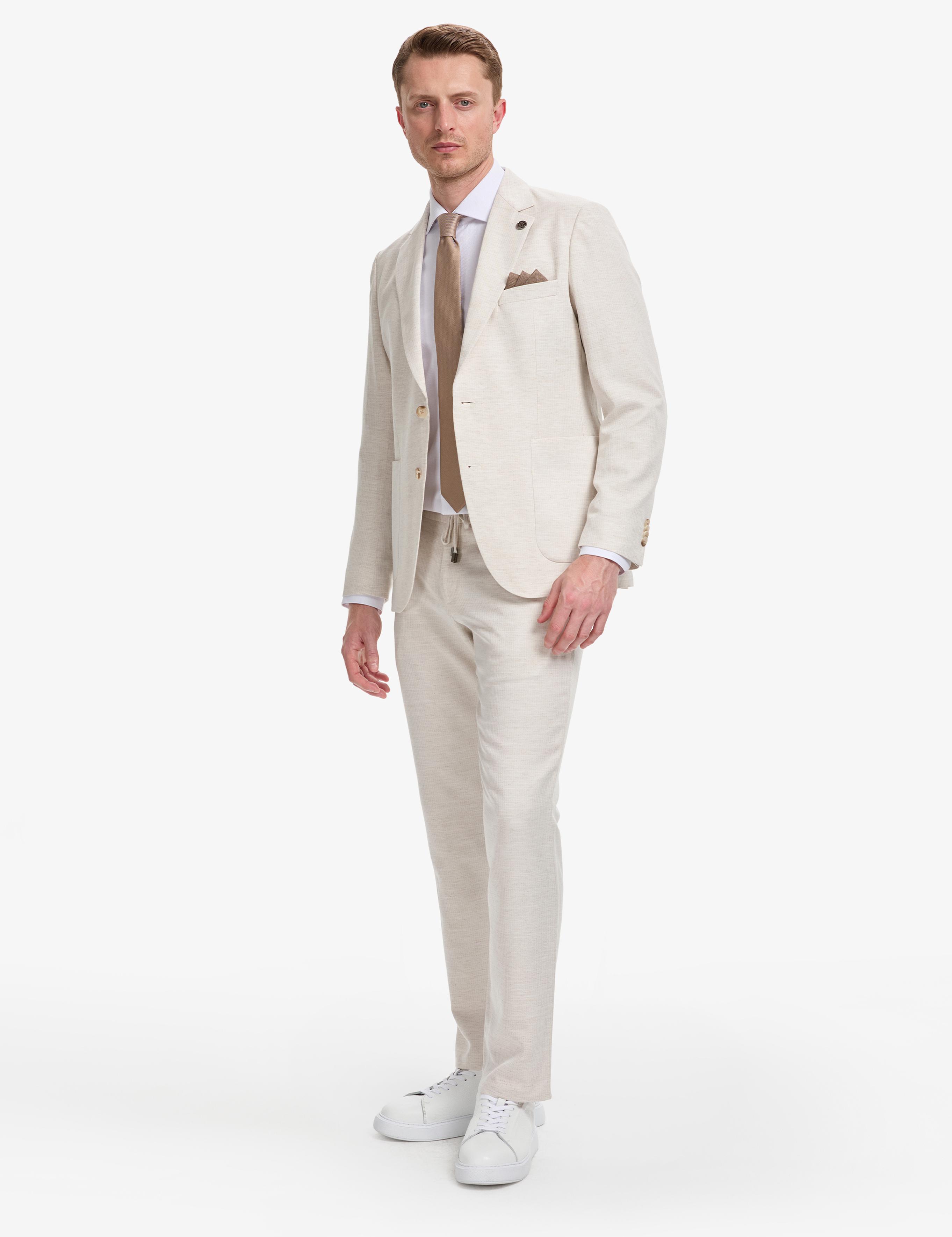 Bej Slim Fit Takım Elbise