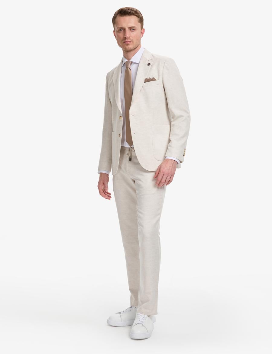 Bej Slim Fit Takım Elbise