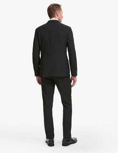 Siyah Ex. Slim Fit Çizgili Kruvaze Takım Elbise