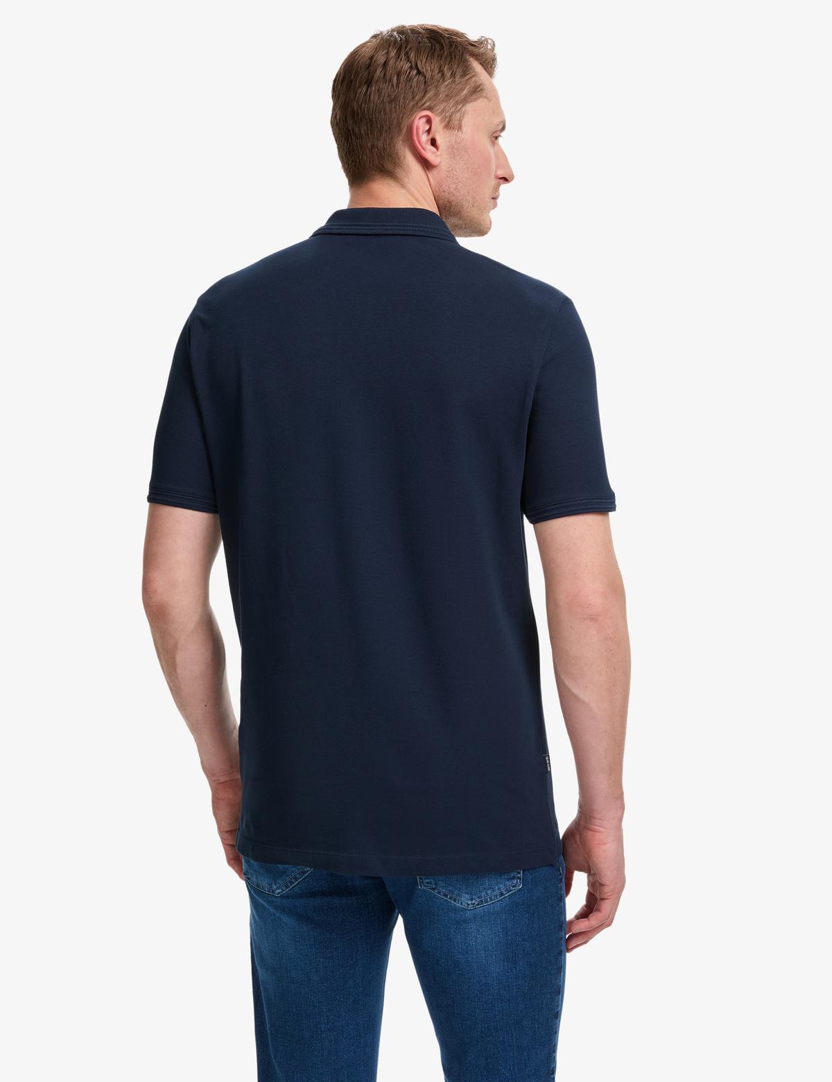 Lacivert Regular Fit %100 Pamuk Kıvrılmaz Polo Yaka Basic Tişört - 50325312064