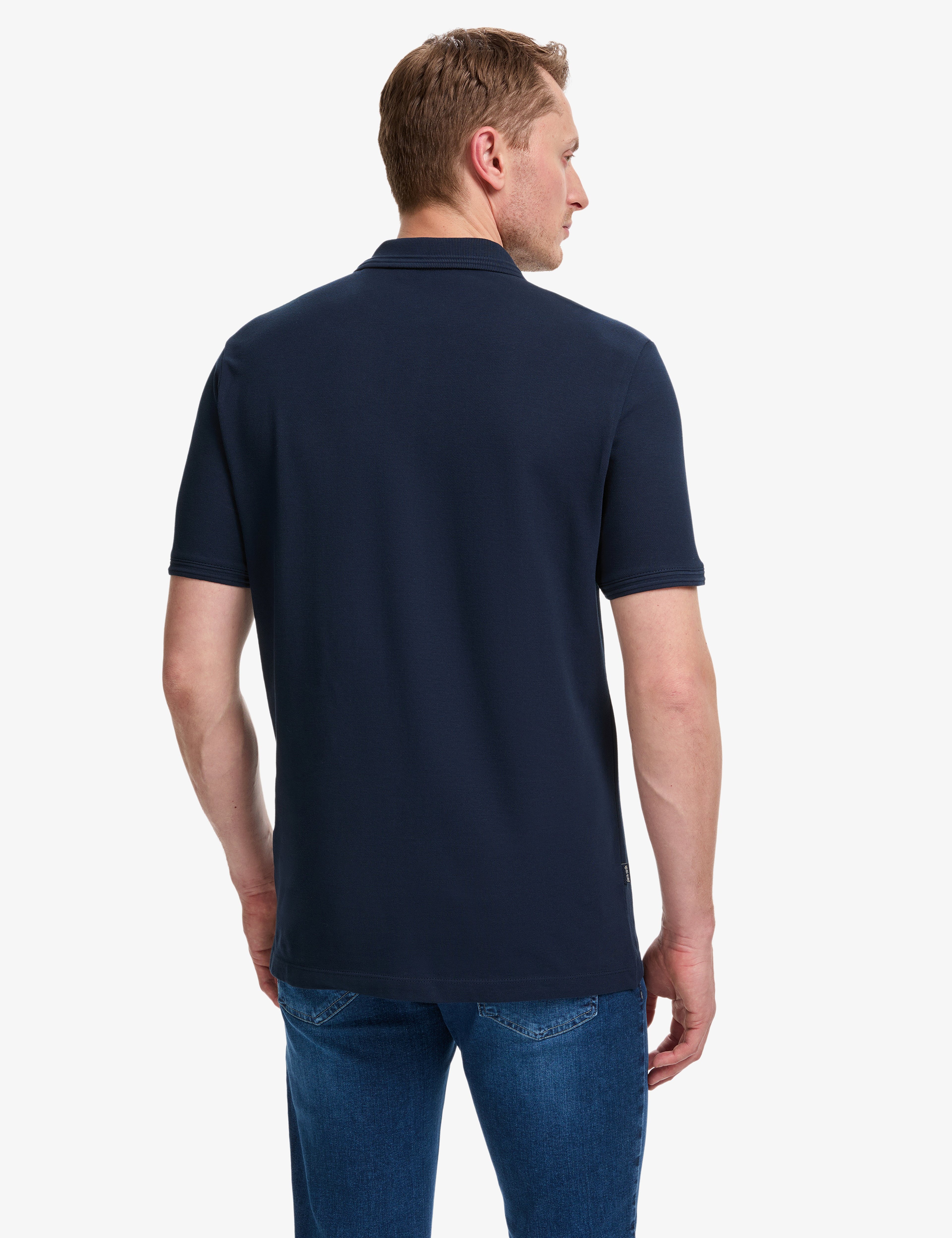 Lacivert Regular Fit %100 Pamuk Kıvrılmaz Düğmeli Polo Yaka Basic Tişört