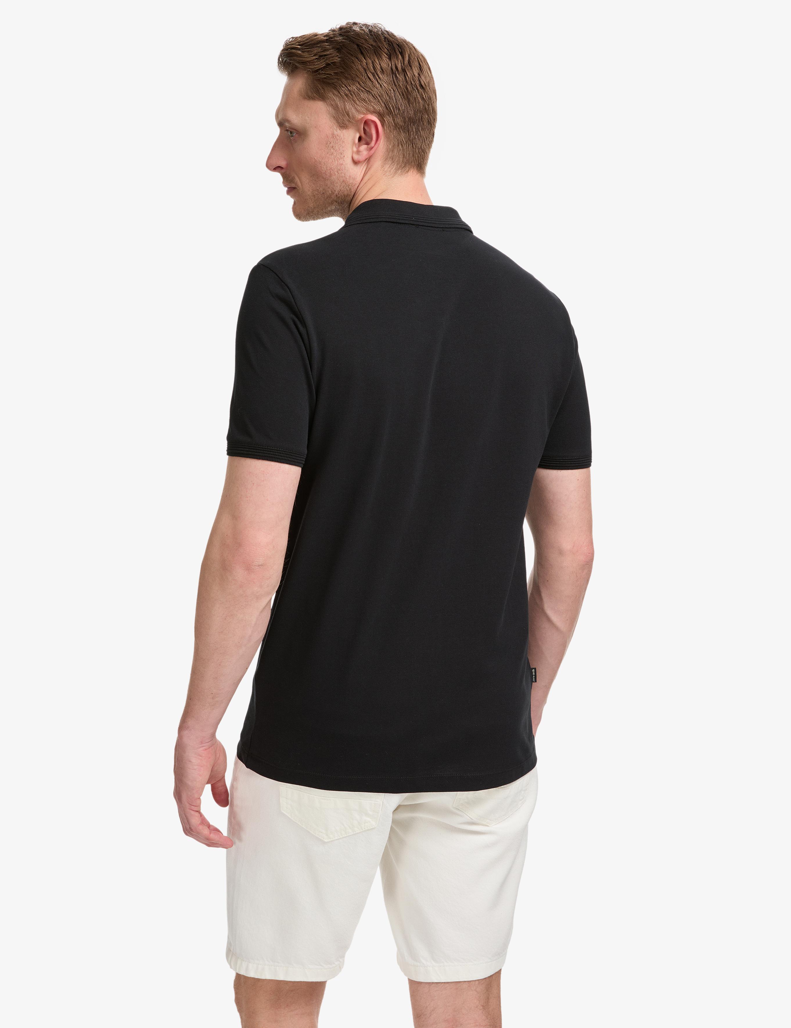 Siyah Regular Fit %100 Pamuk Düğmeli Polo Yaka Basic Tişört