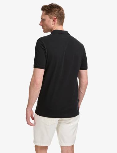 Siyah Regular Fit %100 Pamuk Düğmeli Polo Yaka Basic Tişört