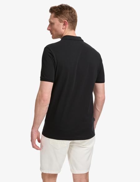 Siyah Regular Fit %100 Pamuk Düğmeli Polo Yaka Basic Tişört - 50321144062