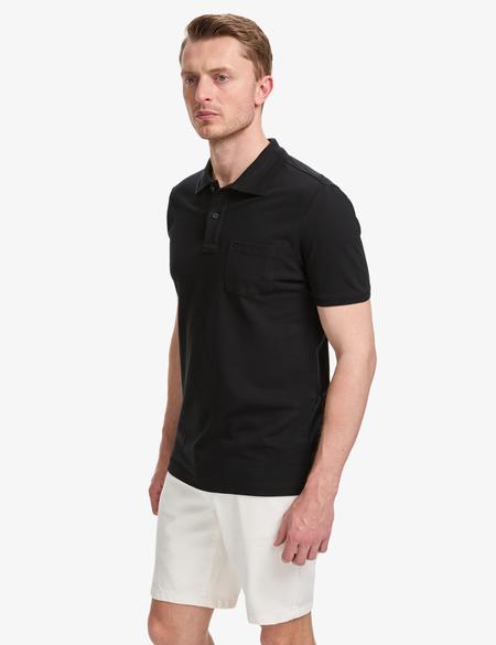 Siyah Regular Fit %100 Pamuk Düğmeli Polo Yaka Basic Tişört - 50321144062