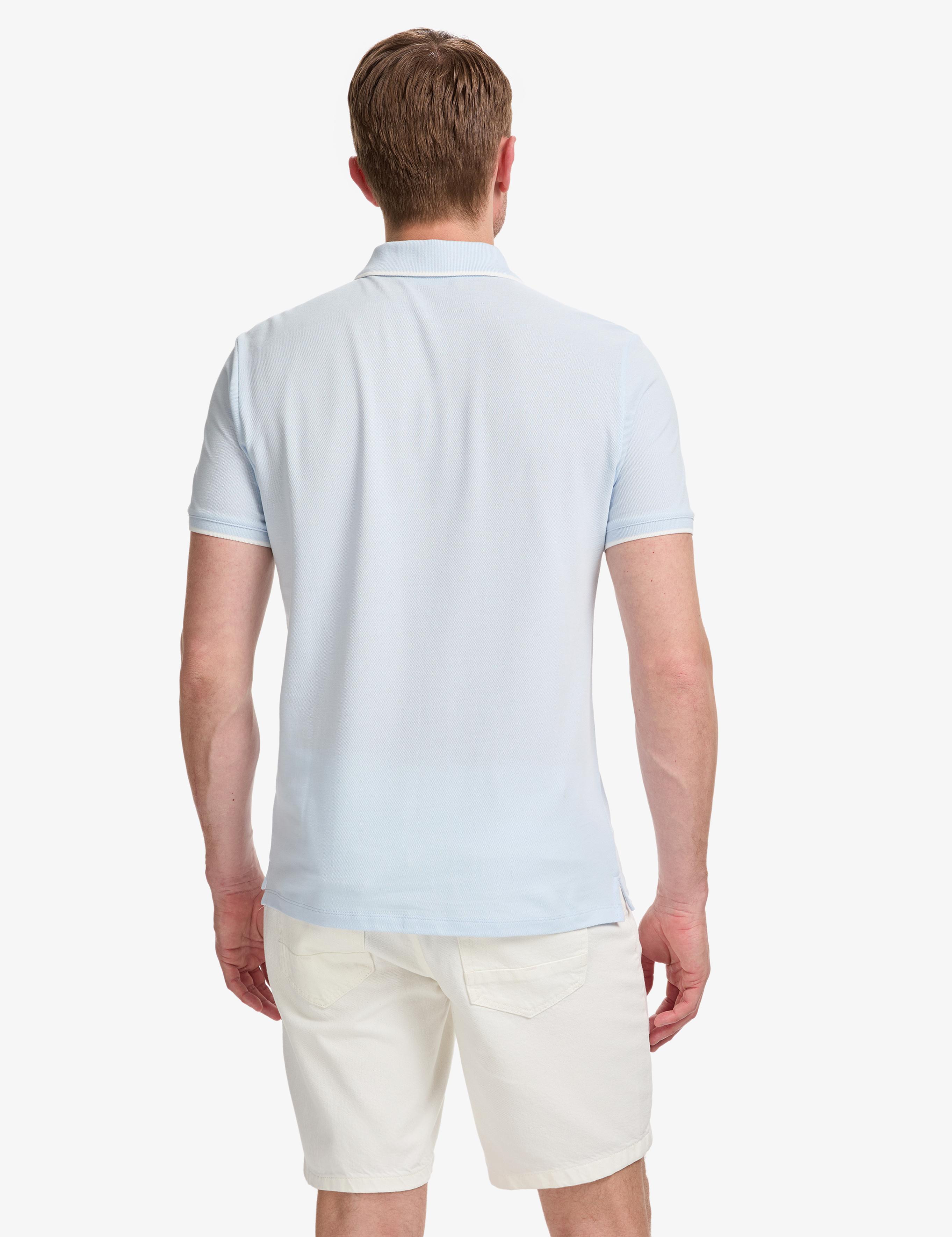 Açık Mavi Slim Fit %100 Pamuk Apaş Yaka Tişört