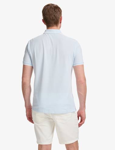 Açık Mavi Slim Fit %100 Pamuk Apaş Yaka Tişört
