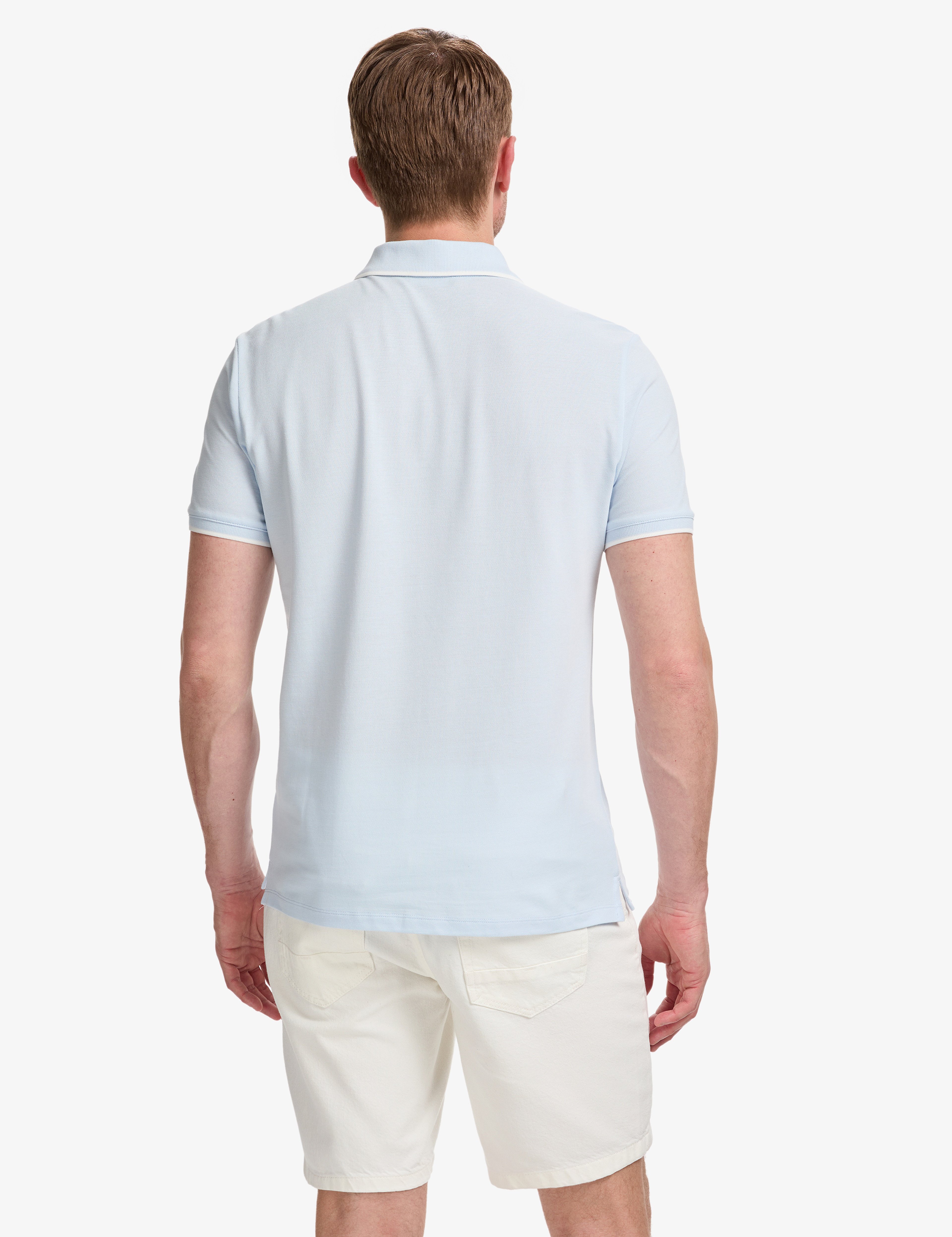 Açık Mavi Slim Fit %100 Pamuk Apaş Yaka Tişört - Image 5