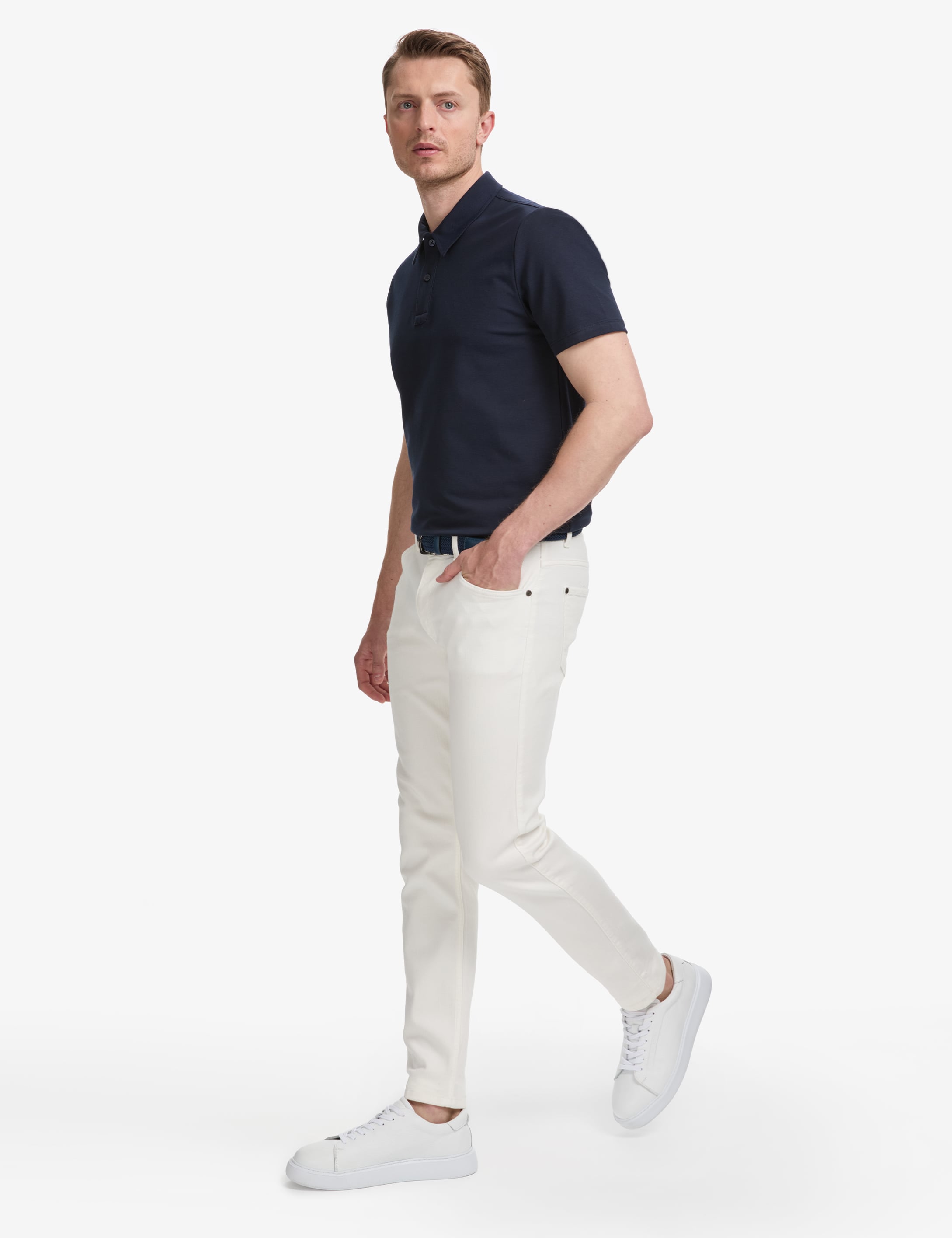 Lacivert Regular Fit Düğmeli Polo Yaka Tişört - Image 5