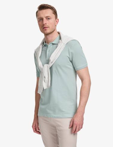 Mint Slim Fit %100 Pamuk Düğmeli Polo Yaka Basic Tişört