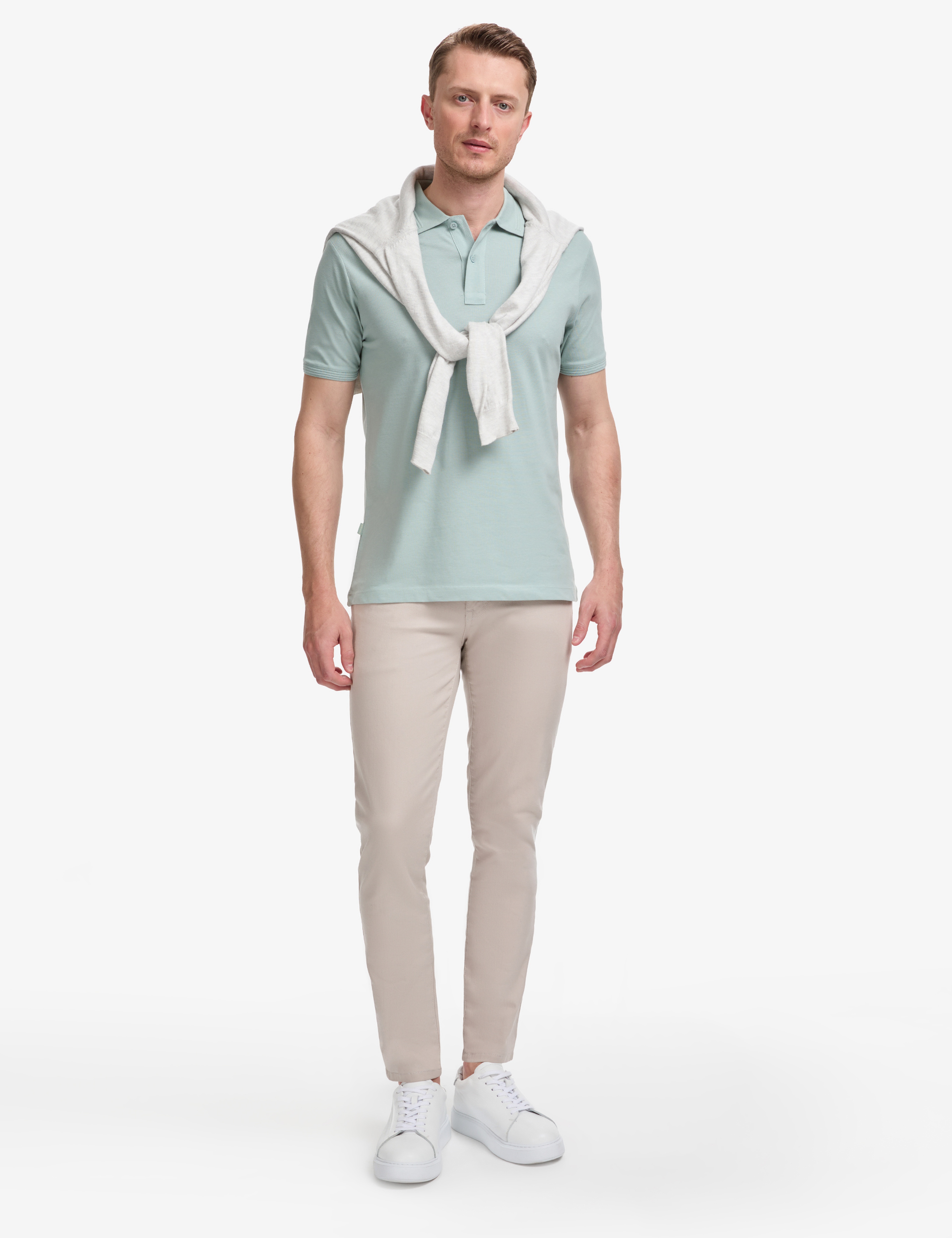 Mint Slim Fit %100 Pamuk Düğmeli Polo Yaka Basic Tişört - Image 4