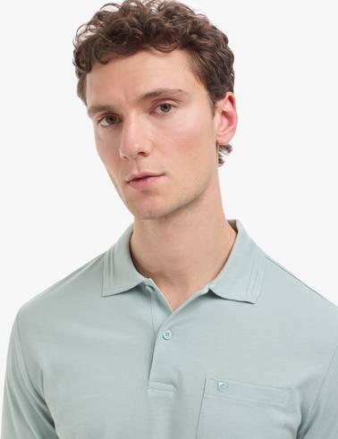 Koyu Mint Regular Fit %100 Pamuk Cepli Kıvrılmaz Düğmeli Polo Yaka Basic Tişört