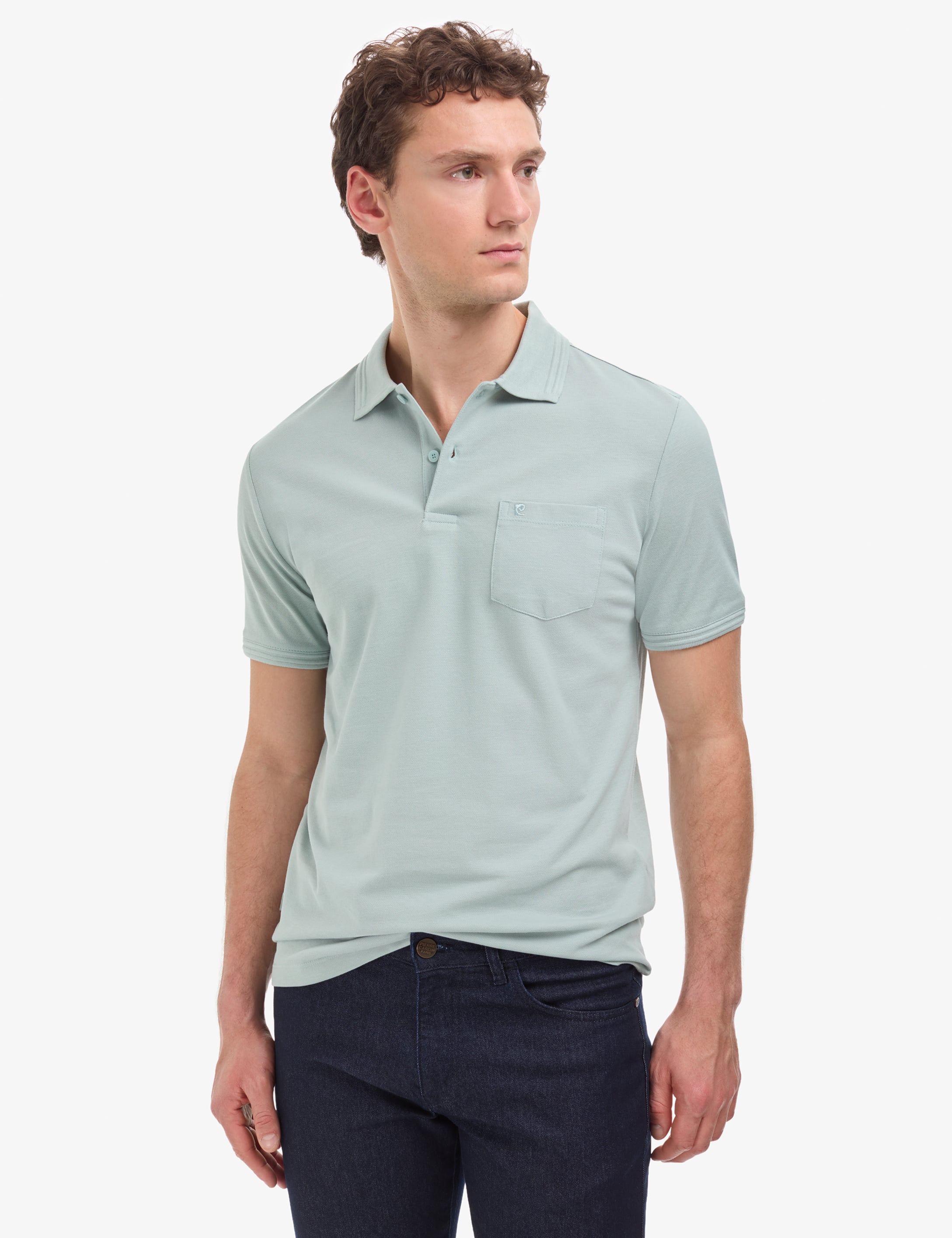 Koyu Mint Regular Fit %100 Pamuk Cepli Kıvrılmaz Düğmeli Polo Yaka Basic Tişört - Image 3