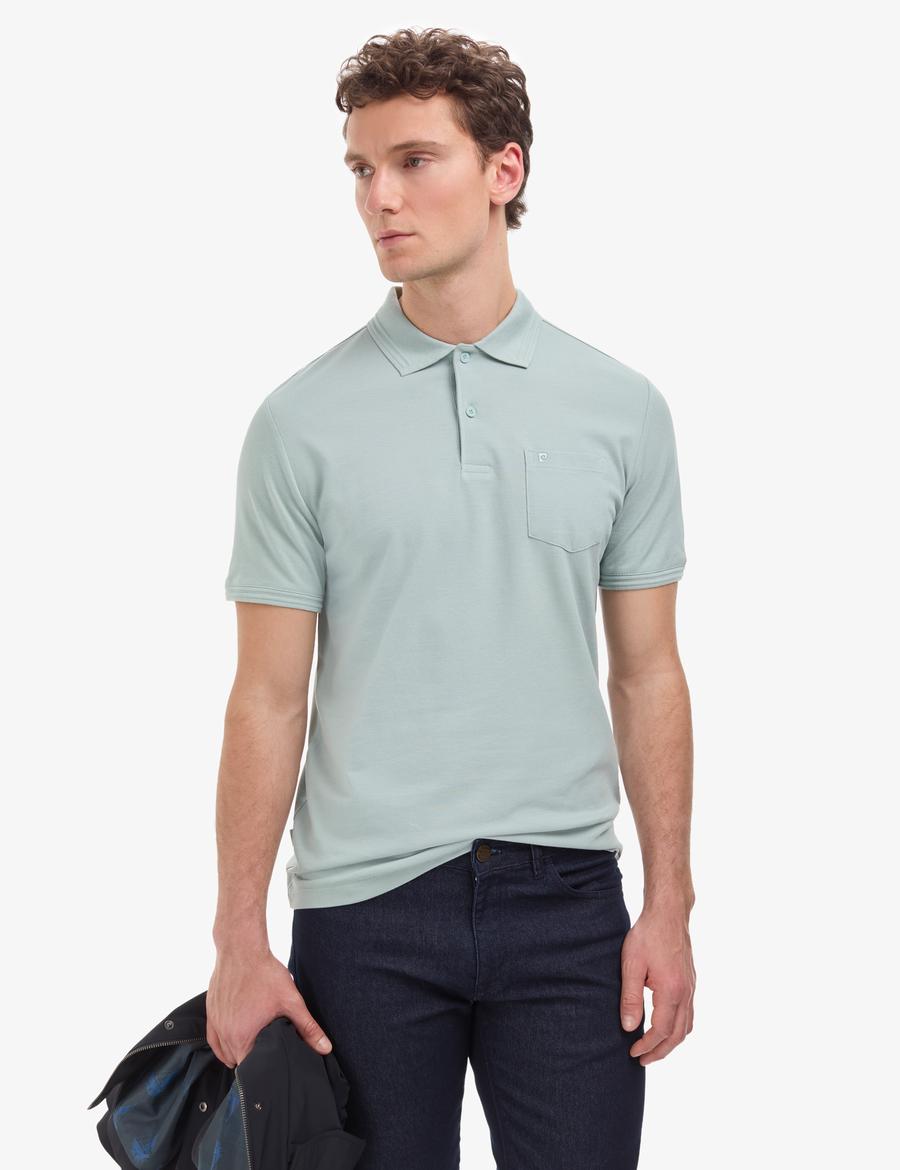 Koyu Mint Regular Fit %100 Pamuk Kıvrılmaz Polo Yaka Basic Tişört