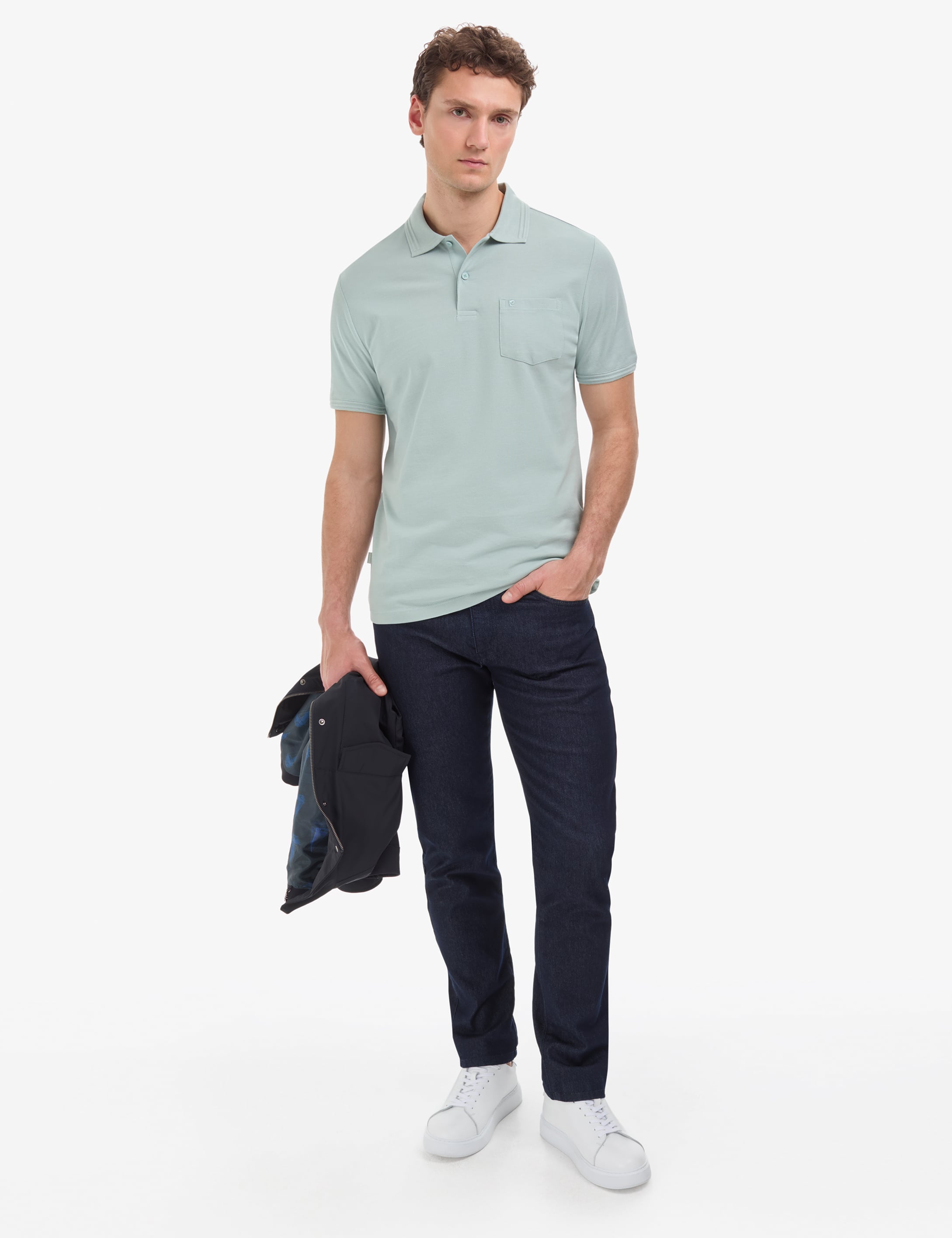 Koyu Mint Regular Fit %100 Pamuk Cepli Kıvrılmaz Düğmeli Polo Yaka Basic Tişört