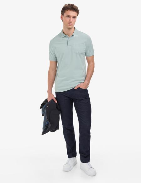 Koyu Mint Regular Fit %100 Pamuk Kıvrılmaz Polo Yaka Basic Tişört - 50325290113